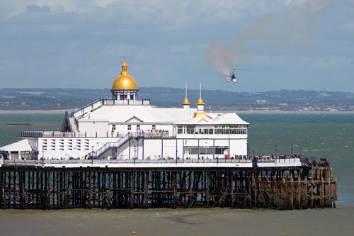 Autogyro over Eastbourne pier