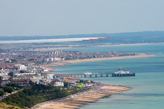 Red Arrows over Eastbourne pier