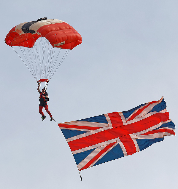 Red Devil: Lance Corporal Kai Fisher with Union flag, Eastbourne 2026